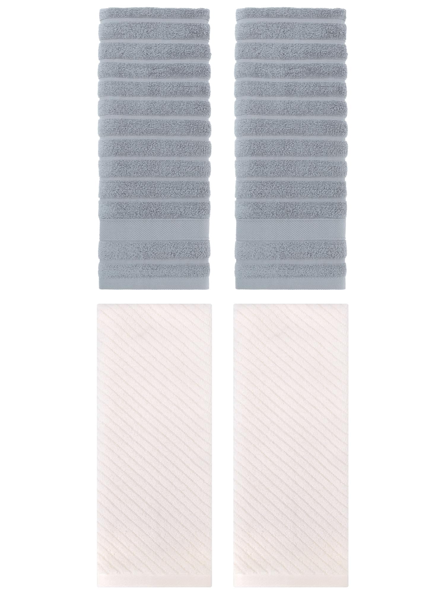 Unique Bargains Soft Striped Hand Towel 14" x 30" 4 Pcs Grey/Beige