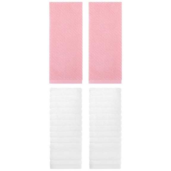Unique Bargains Soft Striped Hand Towel 14" x 30" 4 Pcs White/Pink