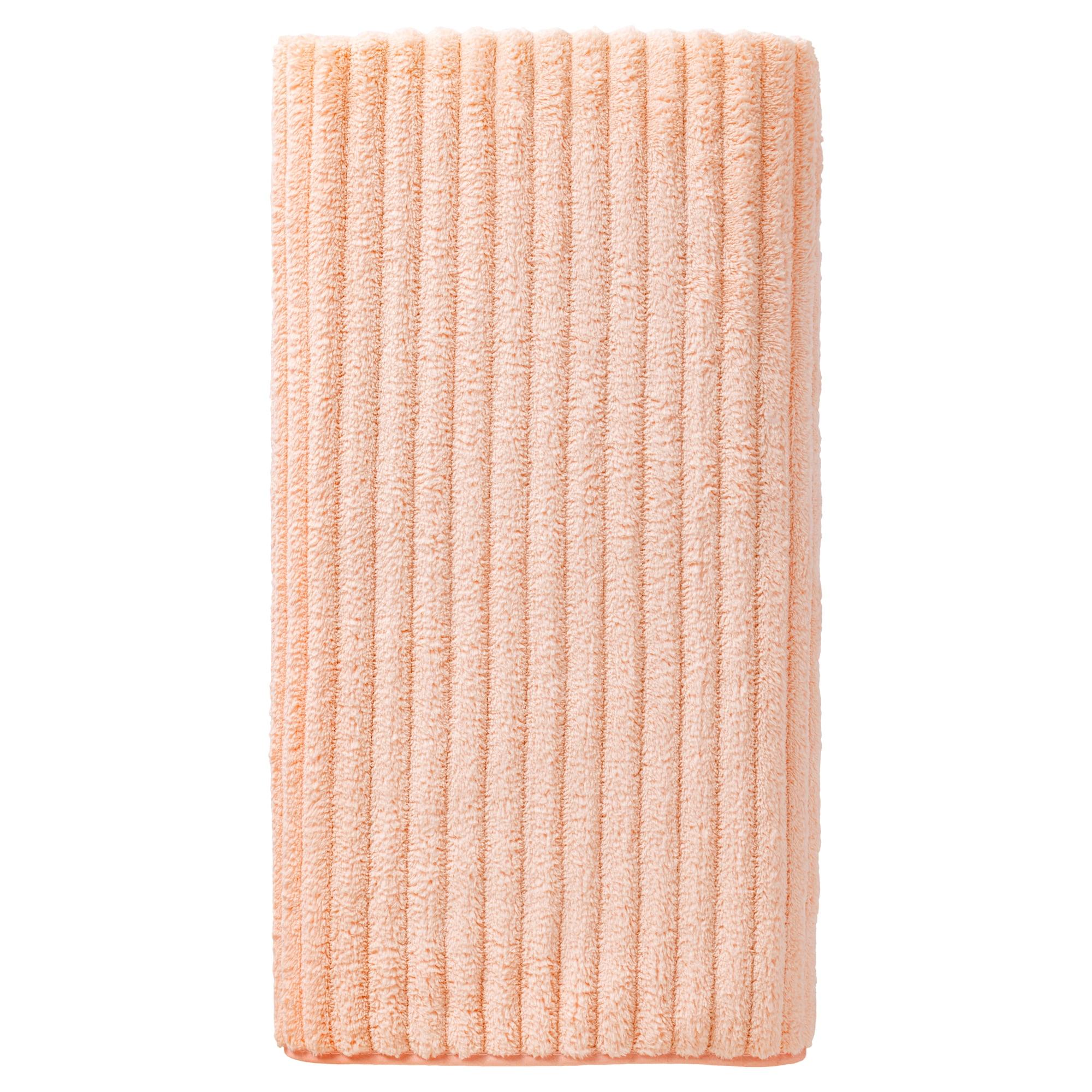 Unique Bargains Soft Striped Highly Absorbent Coral Fleece Bath Towel Peach Pink 55" x 28"