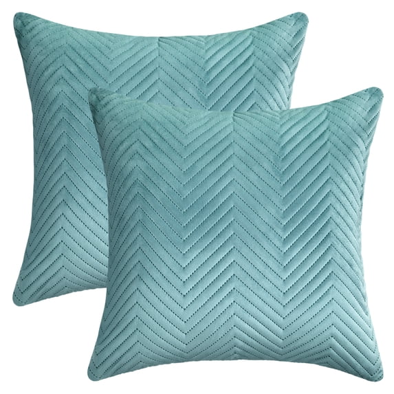 Unique Bargains Soft Striped Throw Pillow Covers Pack of 2 Green 18" x 18"