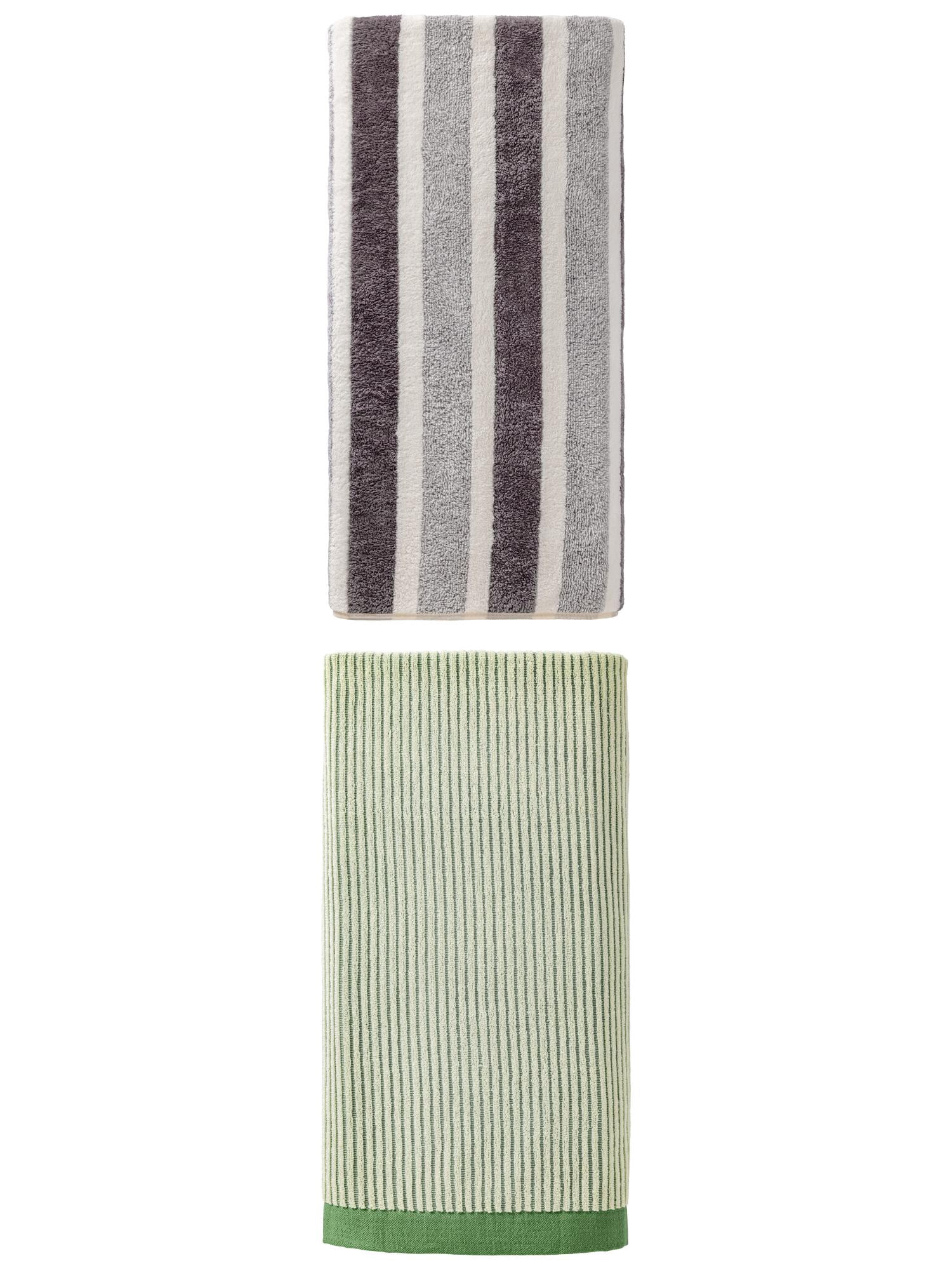 Unique Bargains Soft Strong Absorbency Bath Towel 2 Pack Green/Grey 55" x 28"/71" x 35"