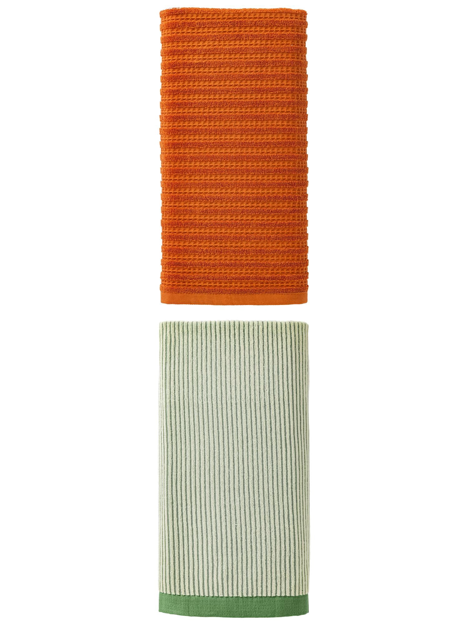 Unique Bargains Soft Strong Absorbent Cotton Bath Towel 2 Pack Green/Brown 55" x 28"