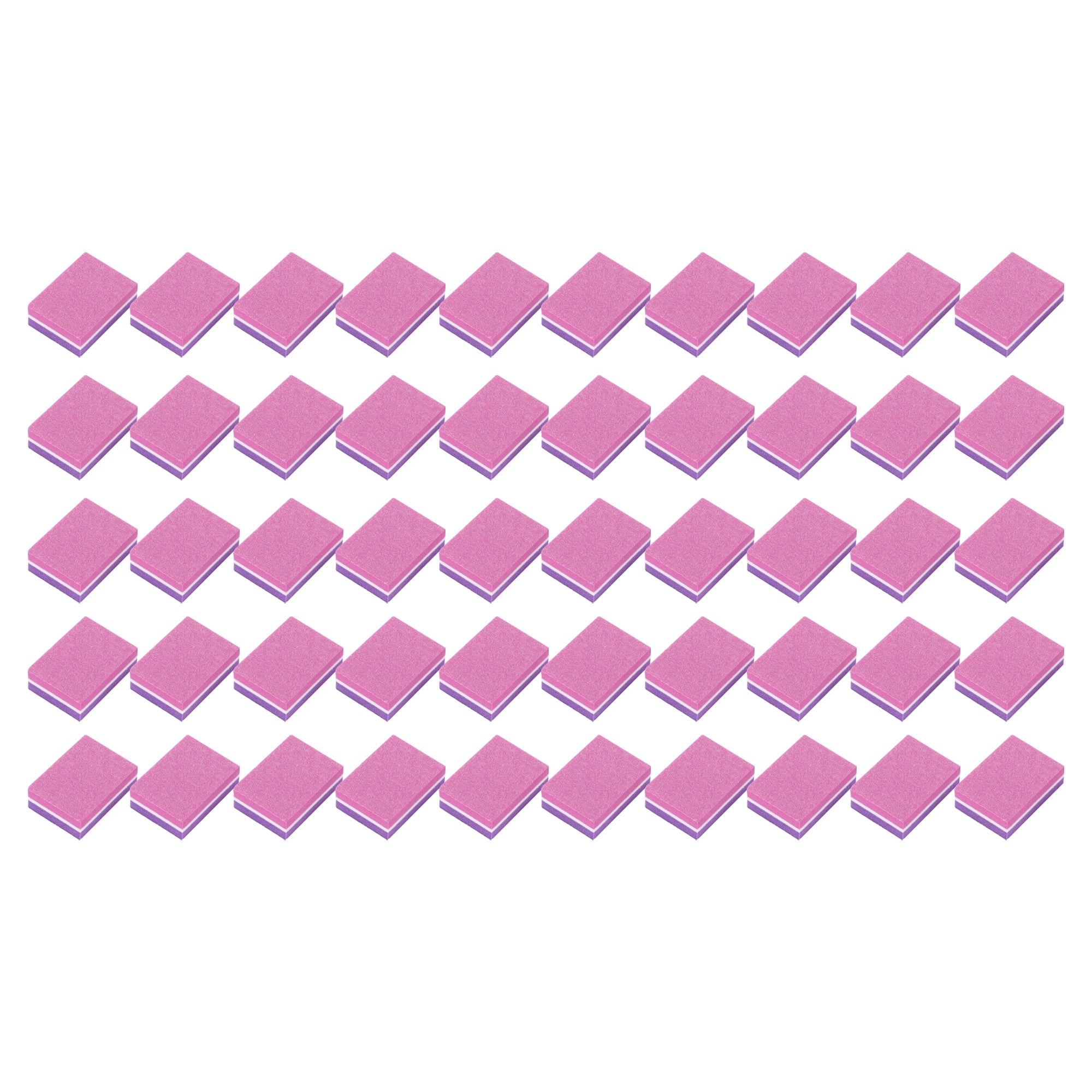 Unique Bargains Soft Two-color Mini Block Nail Buffers 50 Pcs Pink, Purple