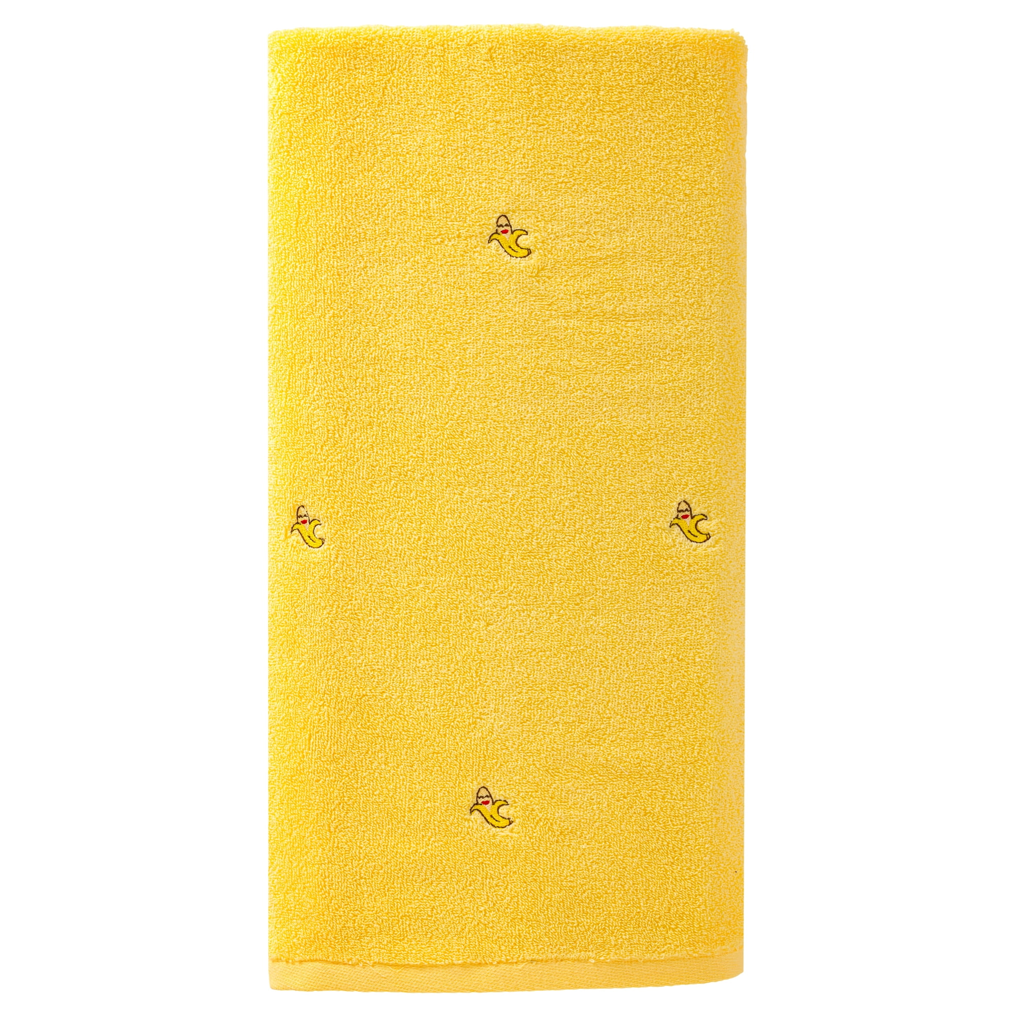 Unique Bargains Soft and Absorbent Cute Cotton Bath Towel Banana Yellow 55" x 28"