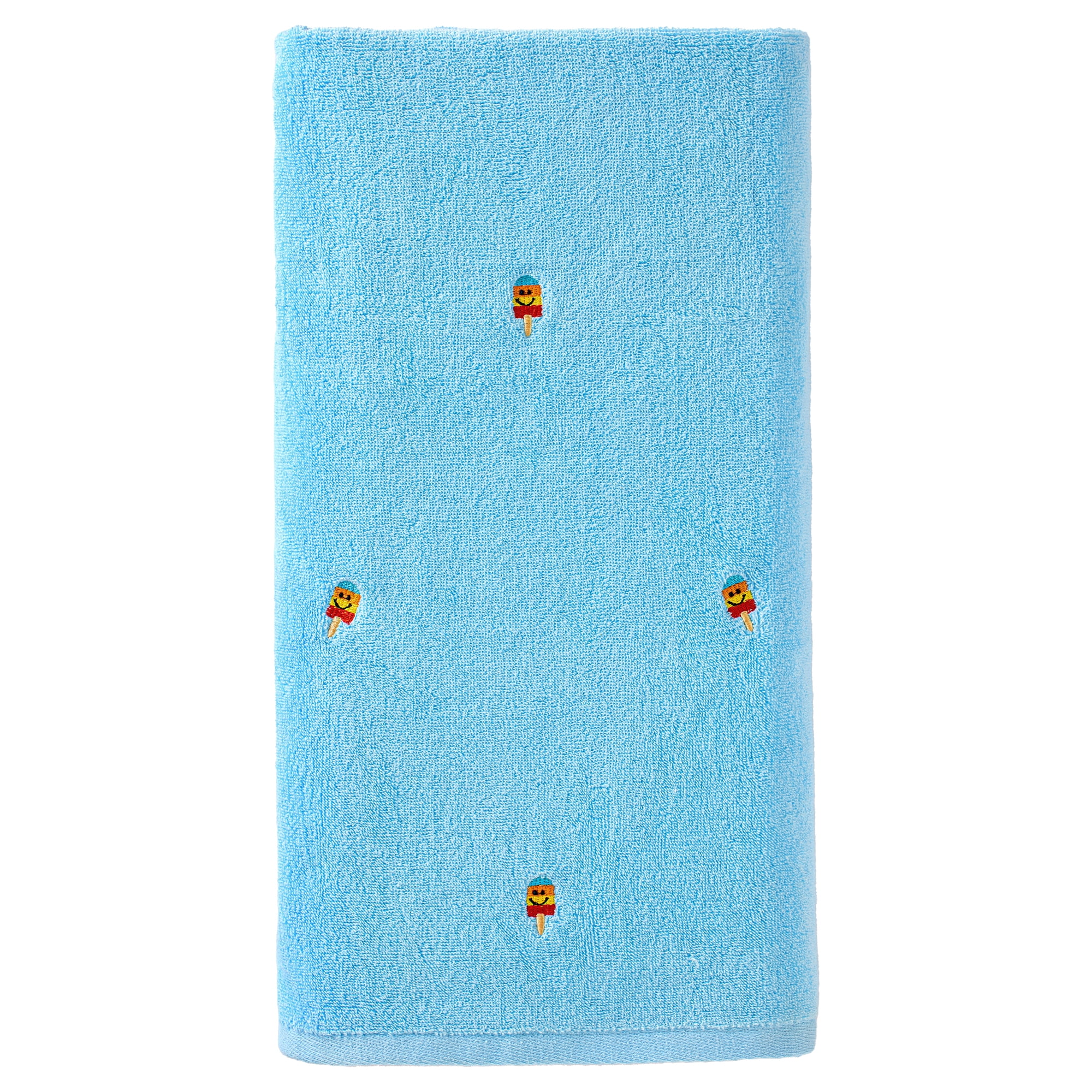 Unique Bargains Soft and Absorbent Cute Cotton Bath Towel Ice Lolly Blue 55" x 28"