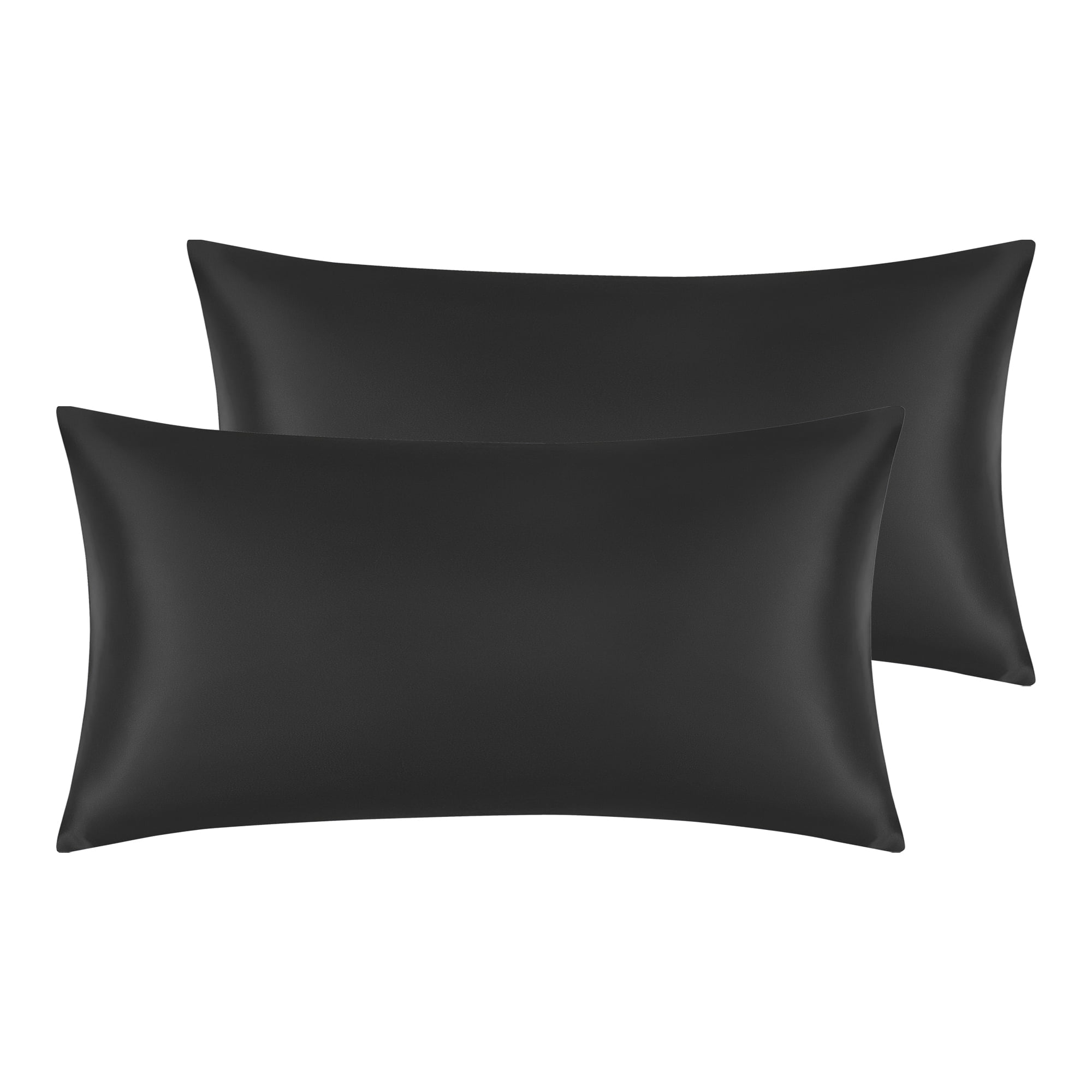 Unique Bargains Soft and Durable Envelope Closure Satin Pillowcase (2 Count) Black King