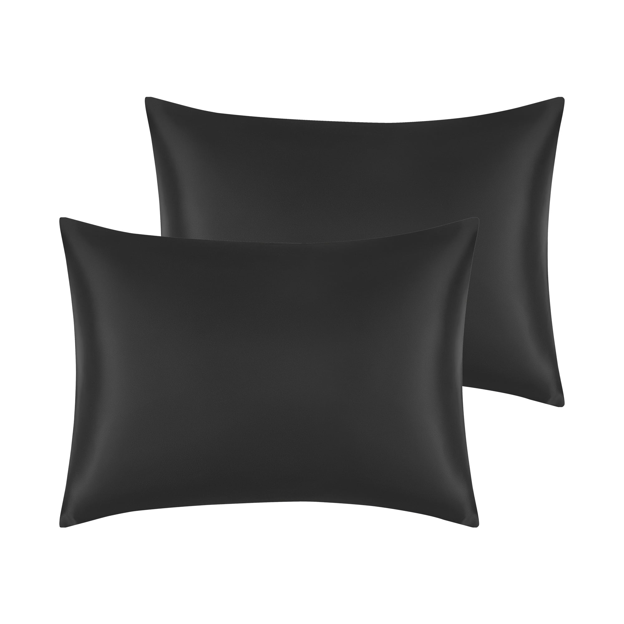 Unique Bargains Soft and Durable Envelope Closure Satin Pillowcase (2 Count) Black Standard