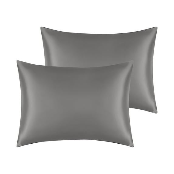 Unique Bargains Soft and Durable Envelope Closure Satin Pillowcase (2 Count) Dark Gray Standard