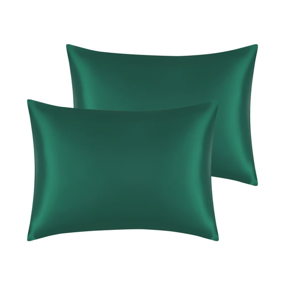 Unique Bargains Soft and Durable Envelope Closure Satin Pillowcase (2 Count) Dark Green Queen
