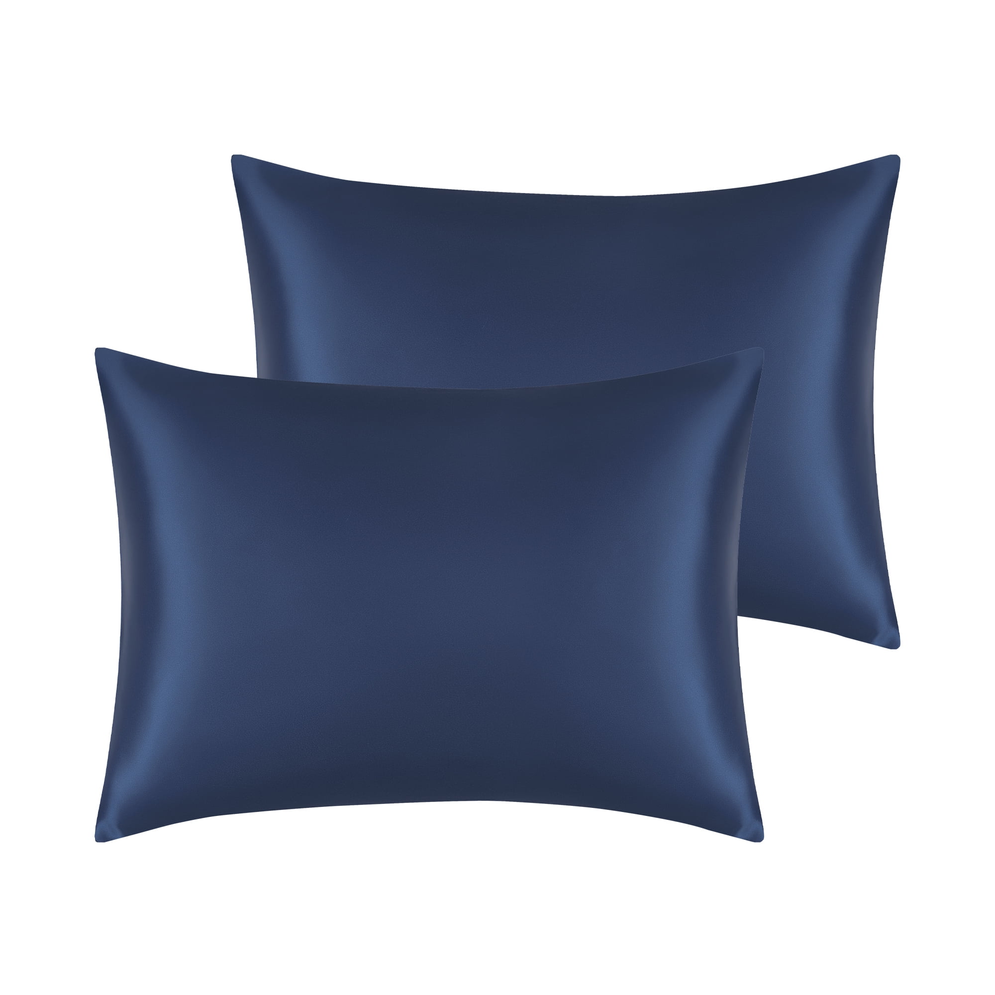 Unique Bargains Soft and Durable Envelope Closure Satin Pillowcase (2 Count) Navy Blue Standard