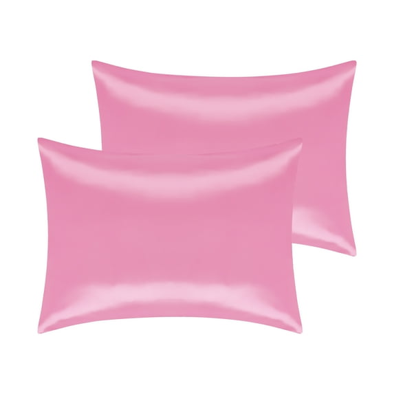 Unique Bargains Soft and Durable Envelope Closure Satin Pillowcase (2 Count) Pink Standard