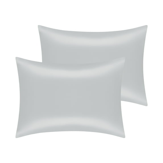 Unique Bargains Soft and Durable Envelope Closure Satin Pillowcase (2 Count) Silver Standard