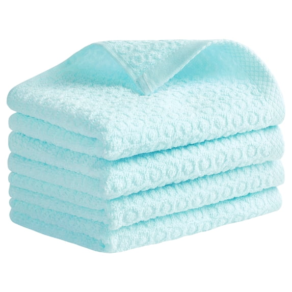 Unique Bargains Solid Bathroom Hand Towel Cotton Hand Towel Set for Kitchen Green 4-Piece