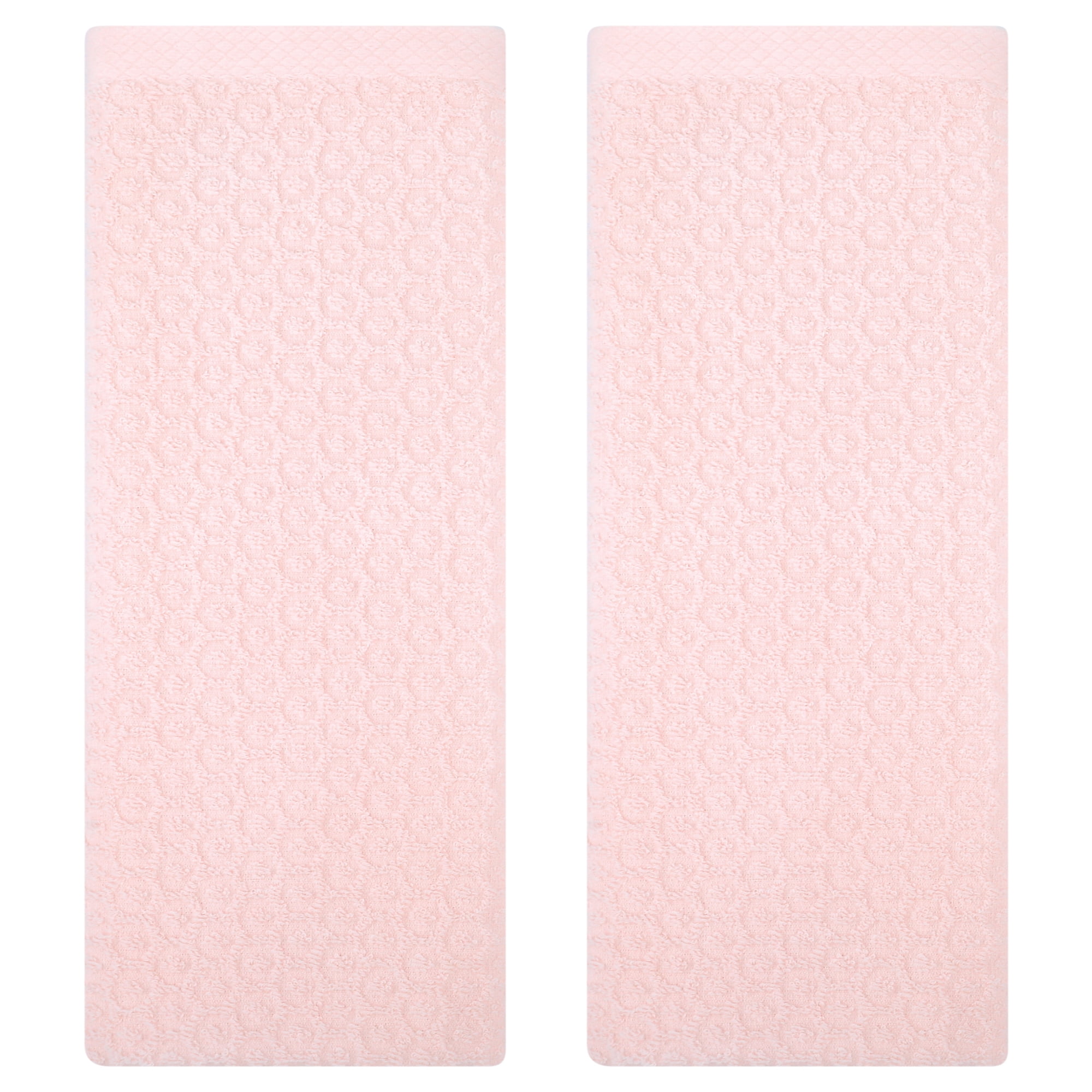 Unique Bargains Solid Bathroom Hand Towel Cotton Hand Towel Set for Kitchen Pink 2-Piece