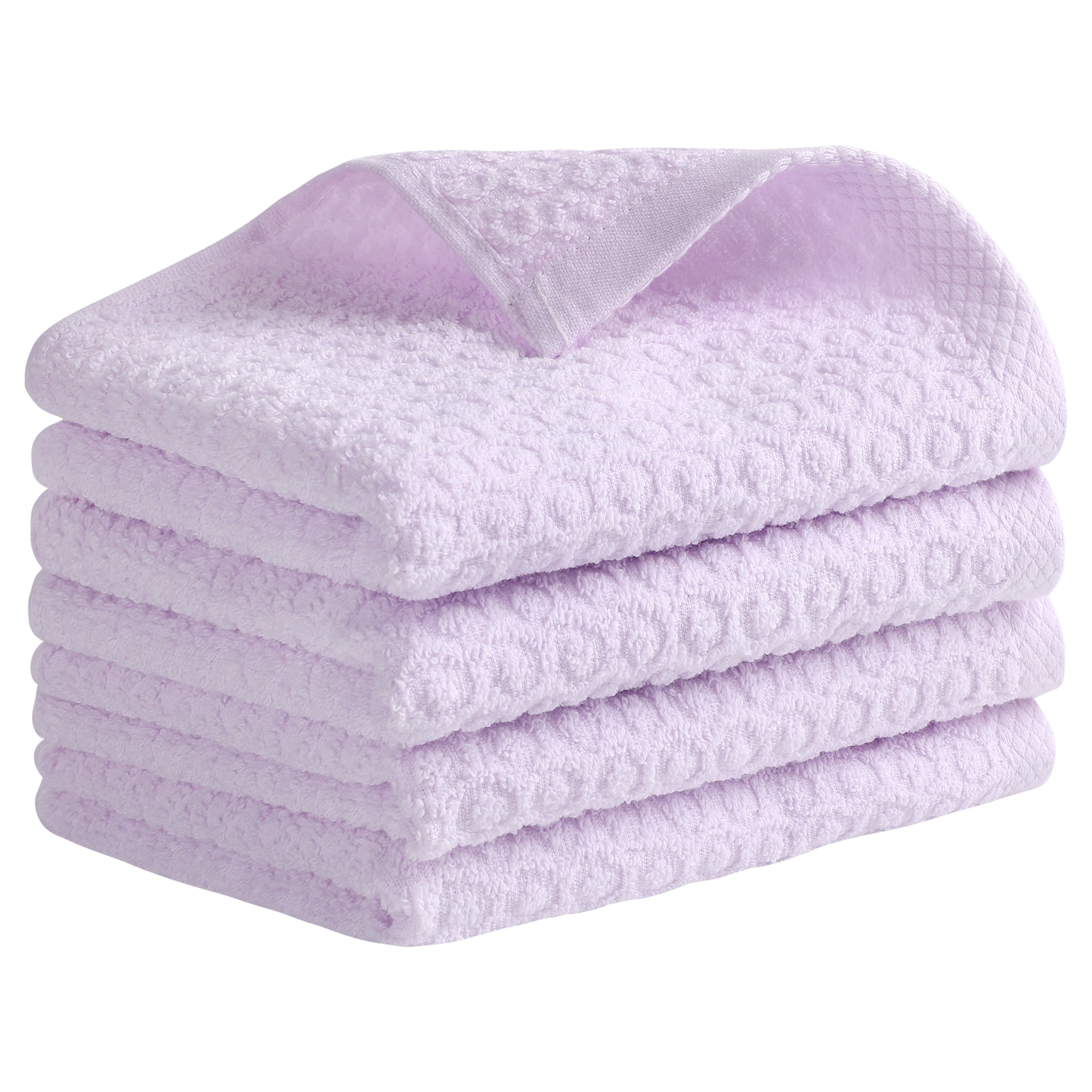 Unique Bargains Solid Bathroom Hand Towel Cotton Hand Towel Set for Kitchen Purple 4-Piece