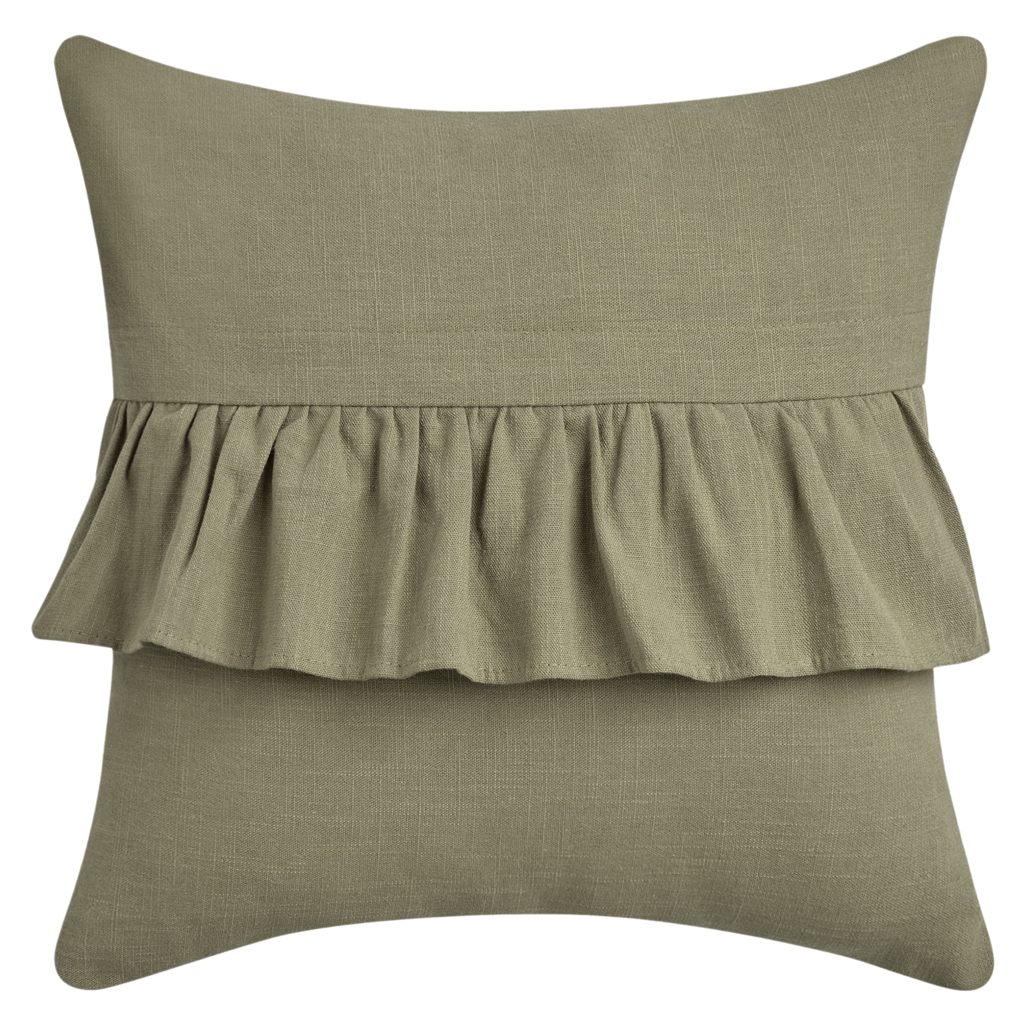Unique Bargains Solid Boho Throw Pillow Covers with Ruffles Set of 1 Green 18" x 18"