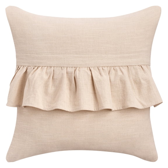 Unique Bargains Solid Boho Throw Pillow Covers with Ruffles Set of 1 Light Brown 18" x 18"