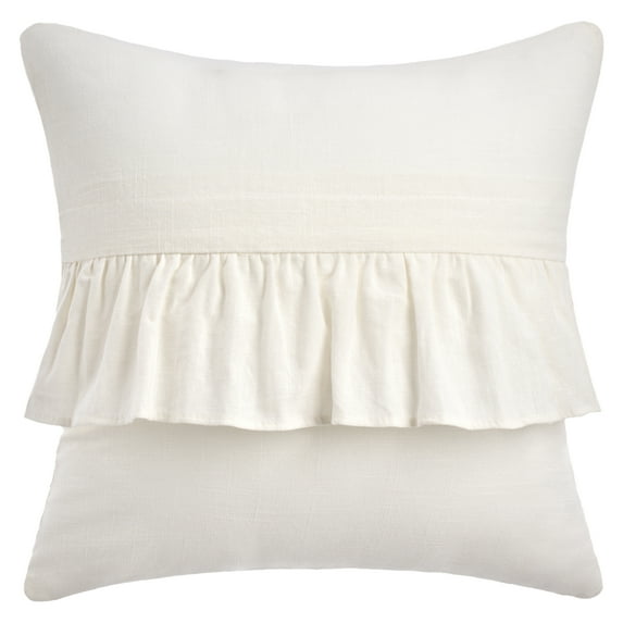 Unique Bargains Solid Boho Throw Pillow Covers with Ruffles Set of 1 Milky White 18" x 18"