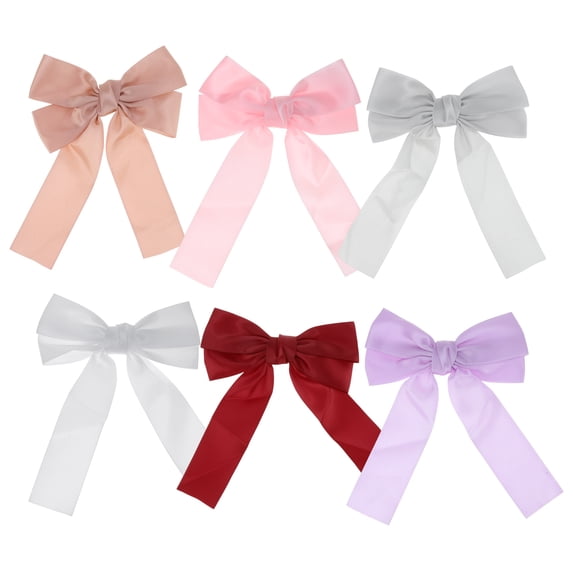Unique Bargains Solid Bow Ribbon Duckbill Hair Clips Multicolor 6 Pcs