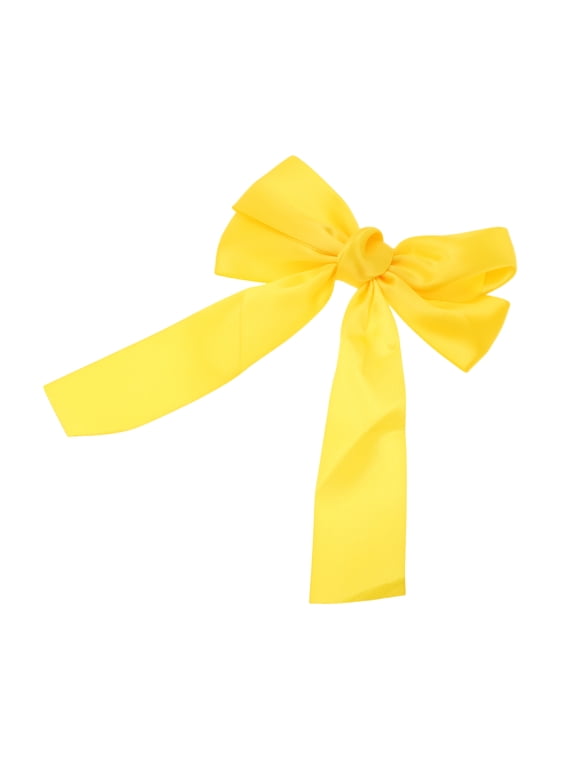 Solid Bow Ribbon Duckbill Hair Clips Yellow