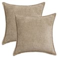 thumbnail image 1 of Unique Bargains Solid Chenille Decorative Throw Pillow Covers Pack of 2 Camel 18" x 18", 1 of 6