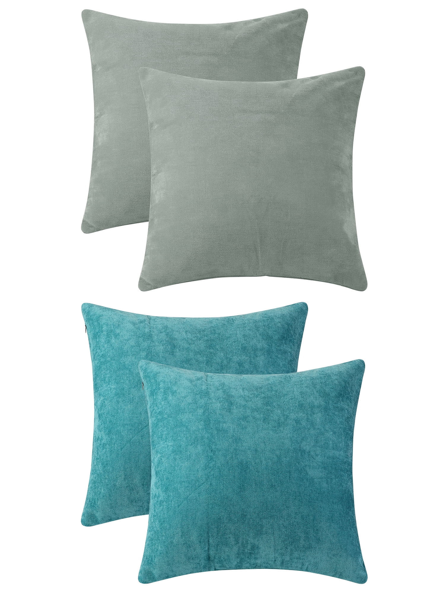 Unique Bargains Solid Chenille Throw Pillow Covers Set of 4 Decorative Pillow Covers Dark Grey/Navy Blue 20" x 20"