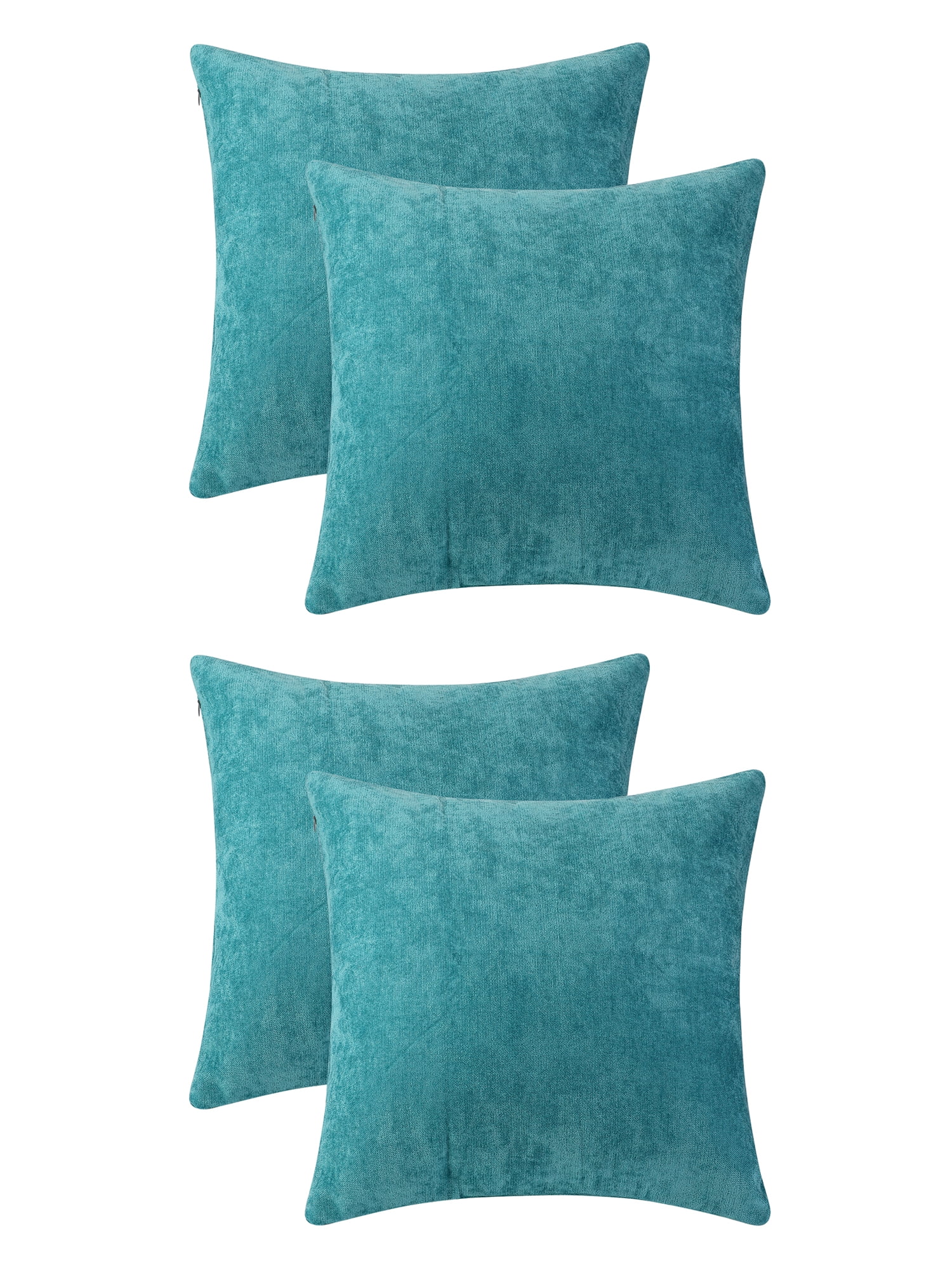 Unique Bargains Solid Chenille Throw Pillow Covers Set of 4 Decorative Pillow Covers Navy Blue 18" x 18"/20" x 20"