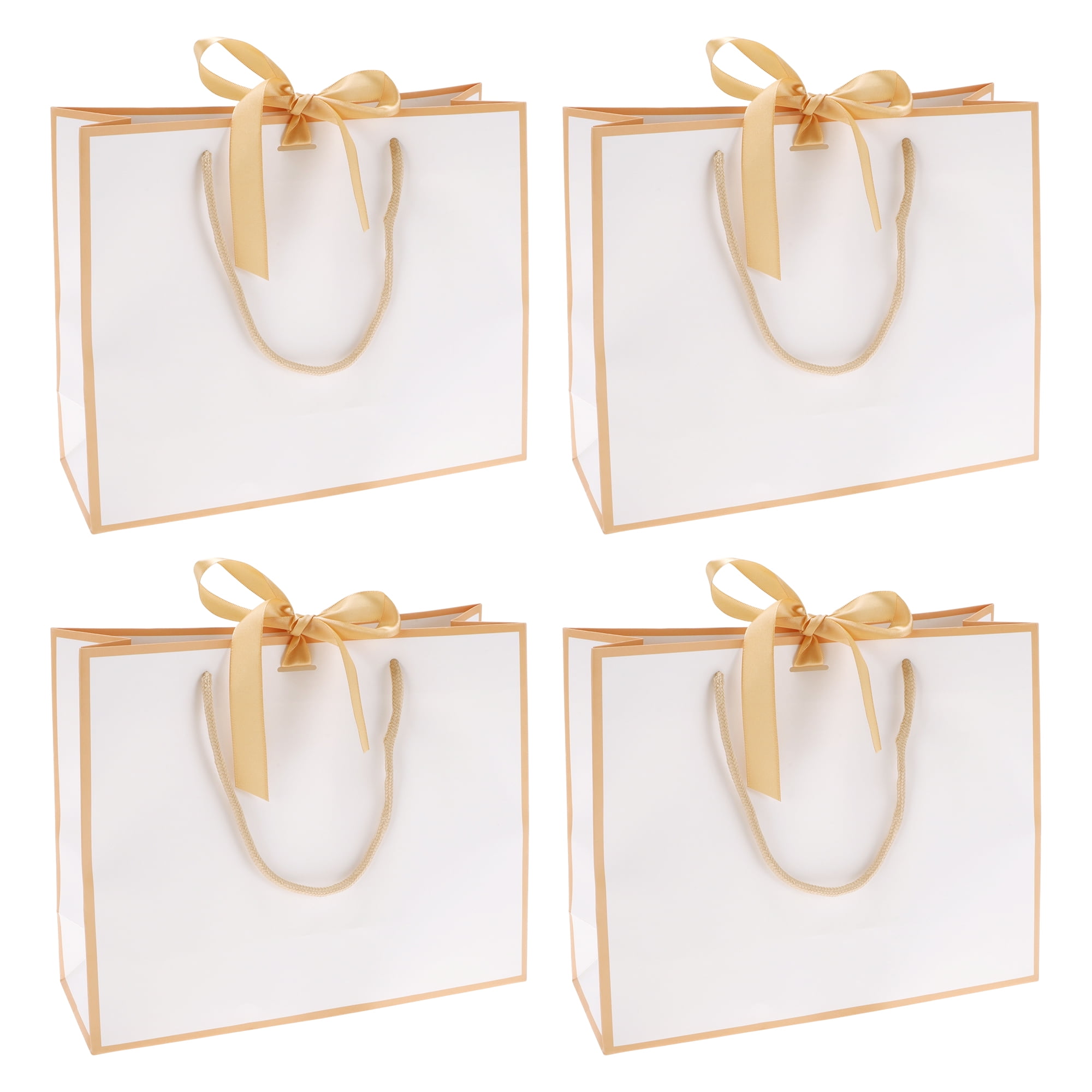 Unique Bargains Solid Color Design Gift Bags 4 Pcs Rose Gold Tone White