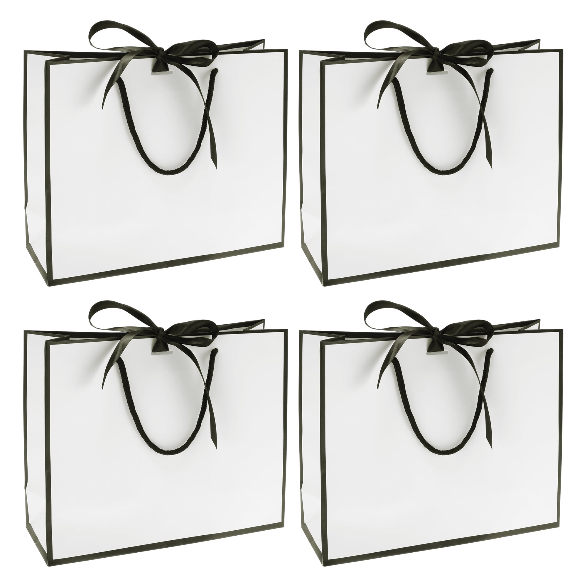 Unique Bargains Solid Color Design Gift Bags 4 Pcs for Various Occasions Black White