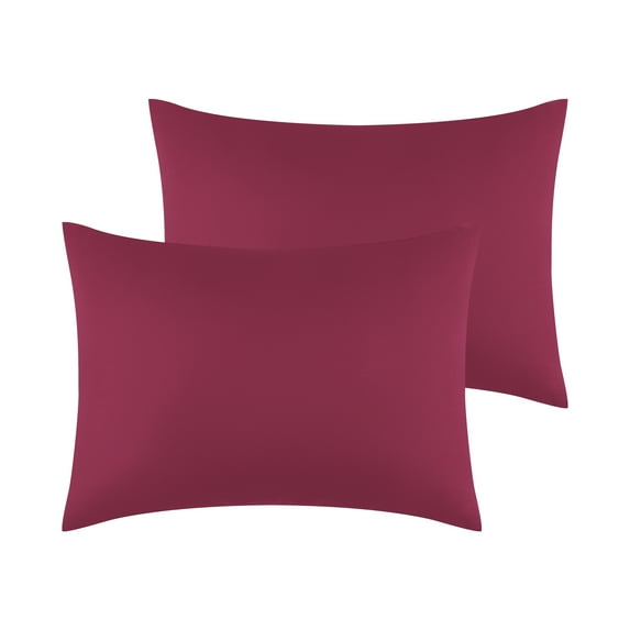 Unique Bargains Solid Color Envelope Closure Pillowcase (2 Count) Wine Red Queen