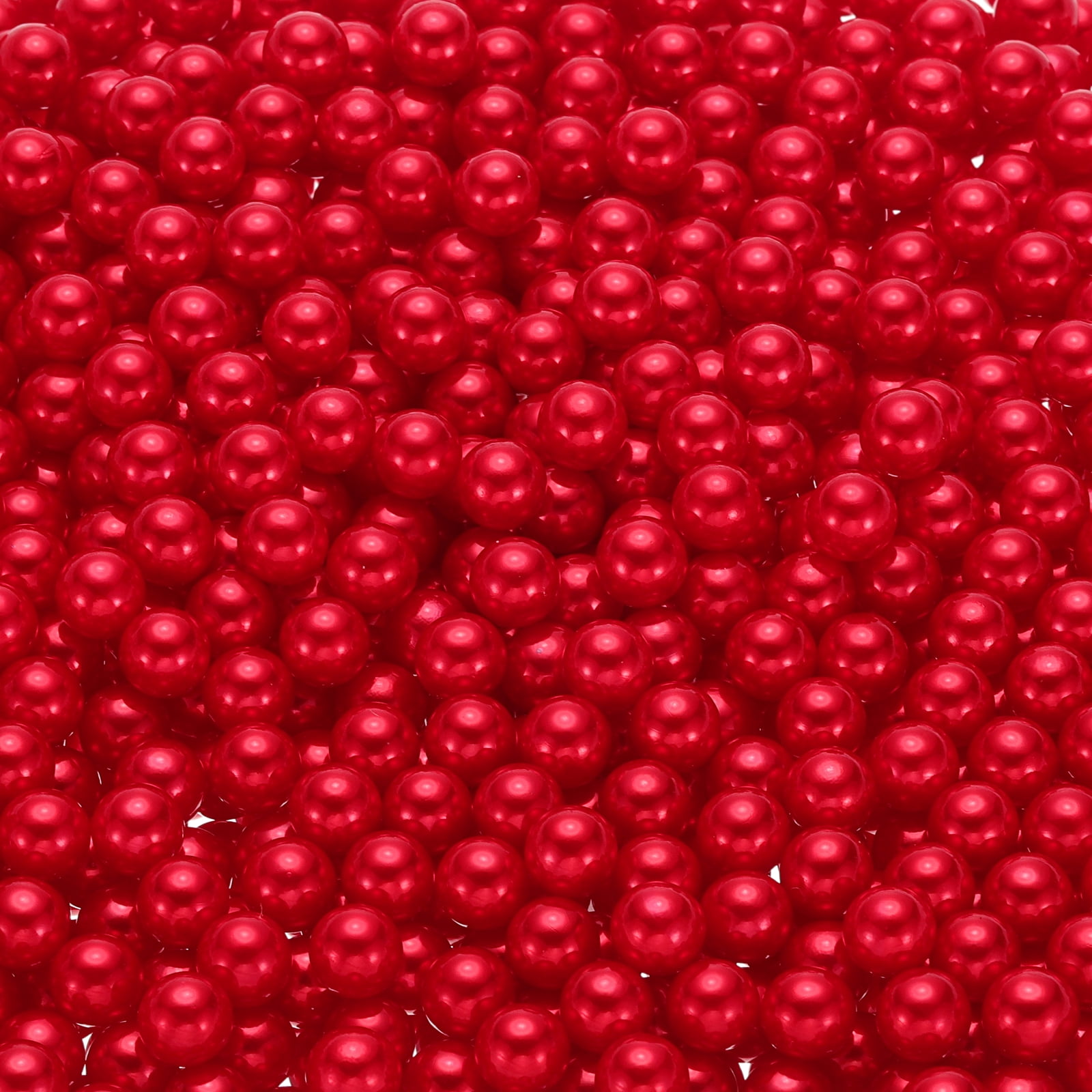 Unique Bargains Solid Color Faux Pearl for Crafting No Hole Pearls for Vase Fillers Red