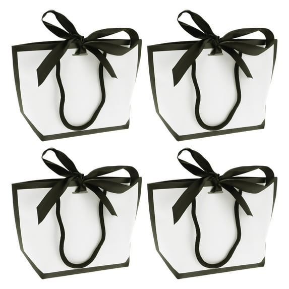 Unique Bargains Solid Color Gift Bags 4 Pcs Black White