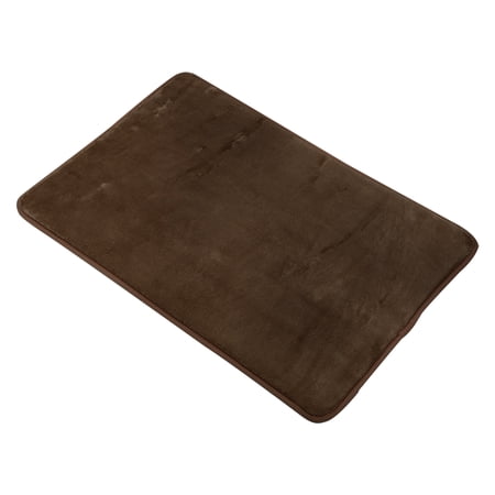 Unique Bargains Solid Color Pattern Bathroom Rugs Polyester Bath Mat Machine Washable Brown 60x40cm