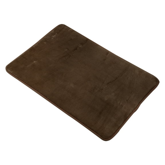 Unique Bargains Solid Color Pattern Bathroom Rugs Polyester Bath Mat Machine Washable Brown 80x50cm