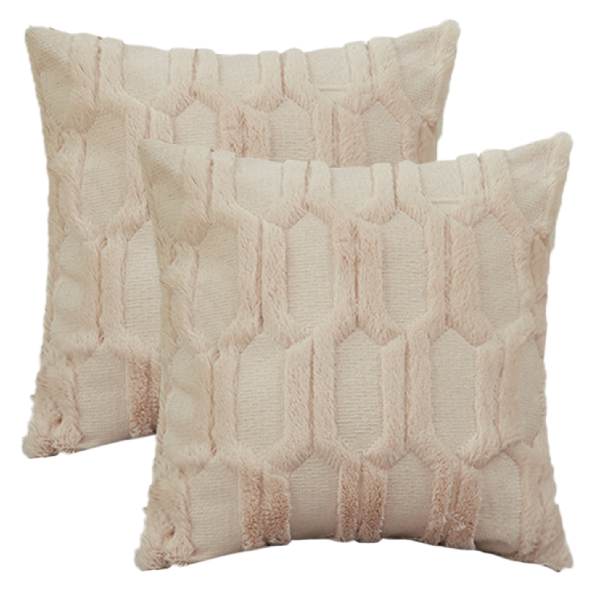 Unique Bargains Solid Color Plush Throw Pillow Covers Beige 16" x 16"