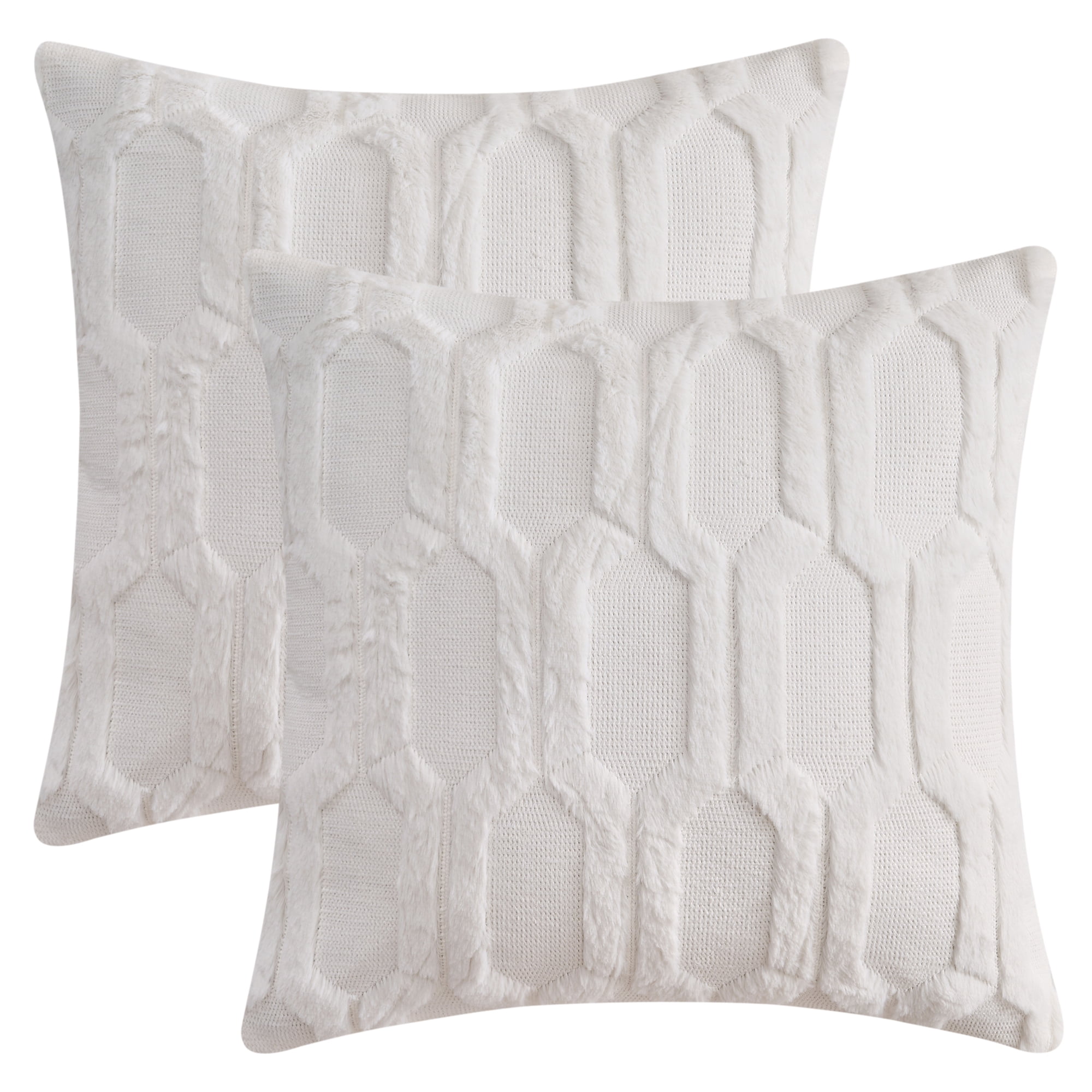 Unique Bargains Solid Color Plush Throw Pillow Covers White 18" x 18"