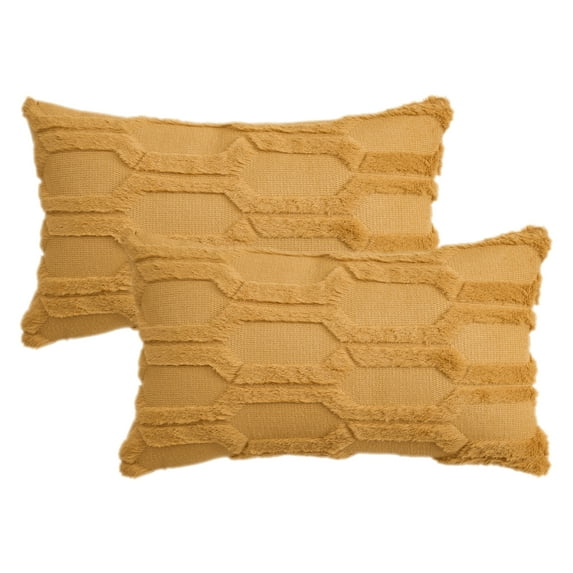 Unique Bargains Solid Color Plush Throw Pillow Covers Yellow 12" x 20"