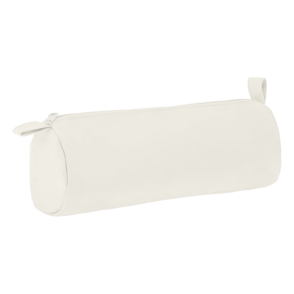 Unique Bargains Solid Color Round Stationery Bags with Zipper Beige