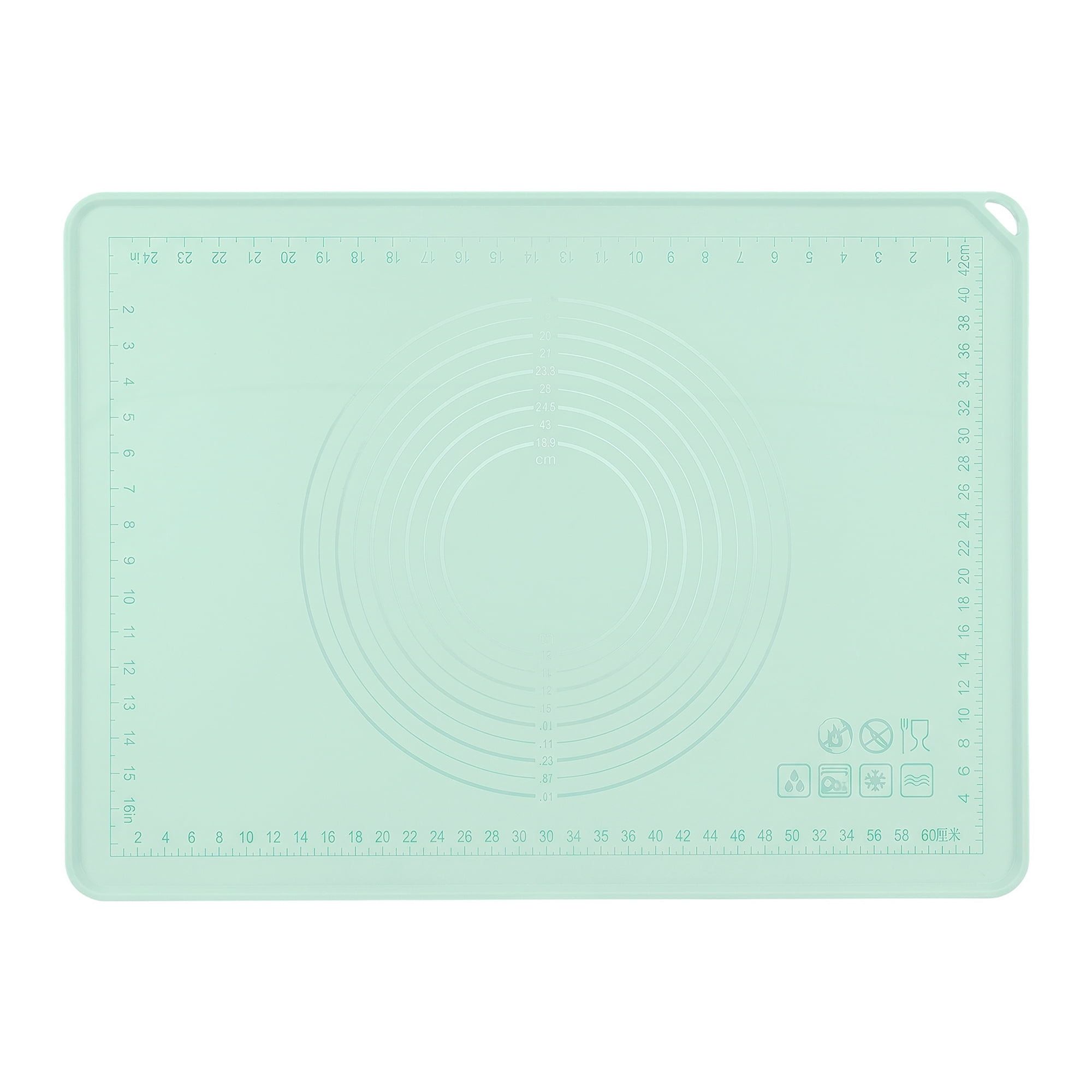 Unique Bargains Solid Color Silicone Pastry Baking Mat with Measurements Green 19.7"x27.6"
