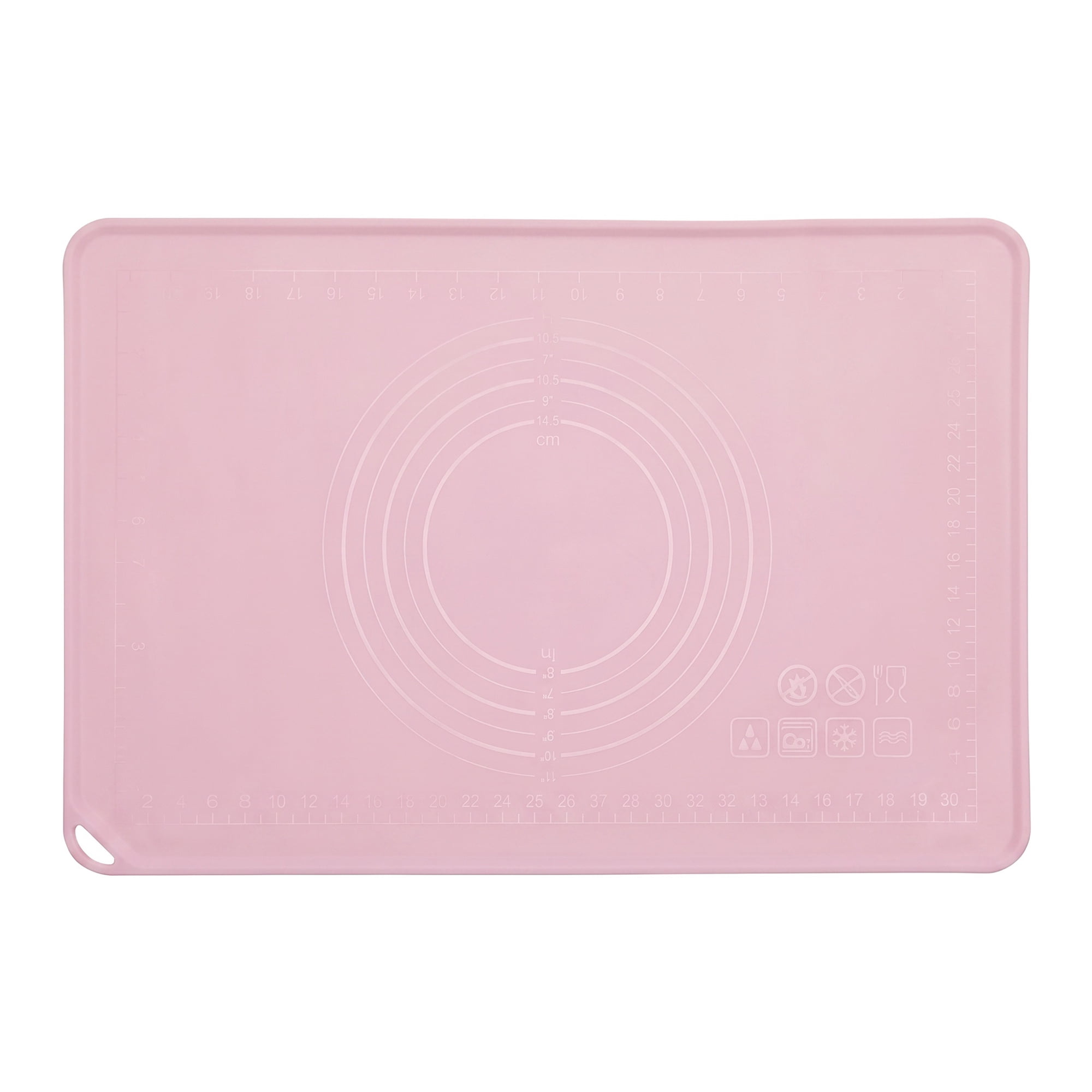 Unique Bargains Solid Color Silicone Pastry Baking Mat with Measurements Pink 15.7"x23.6"