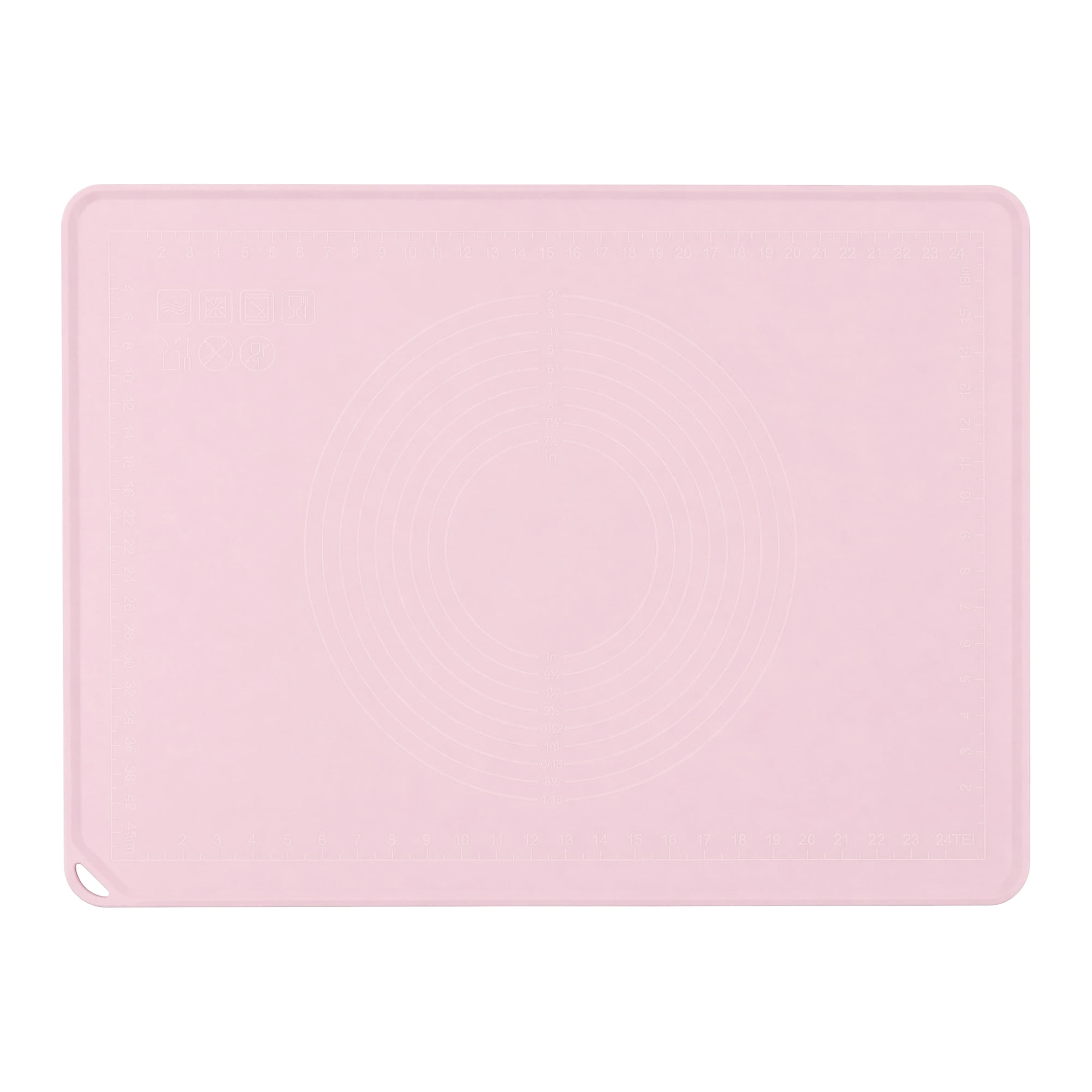 Unique Bargains Solid Color Silicone Pastry Baking Mat with Measurements Pink 19.7"x27.6"
