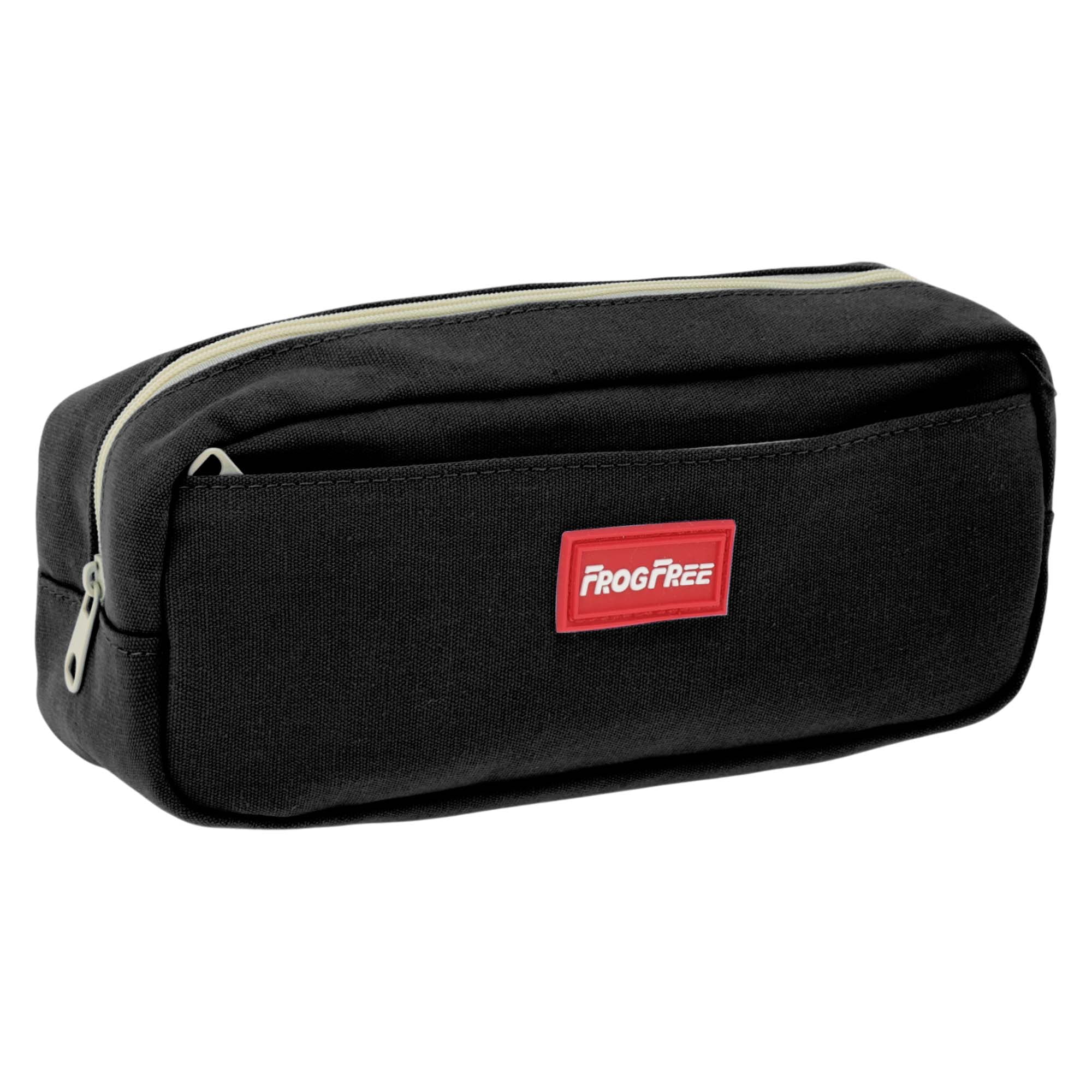 Unique Bargains Solid Color Square Stationery Bags with Zipper Black