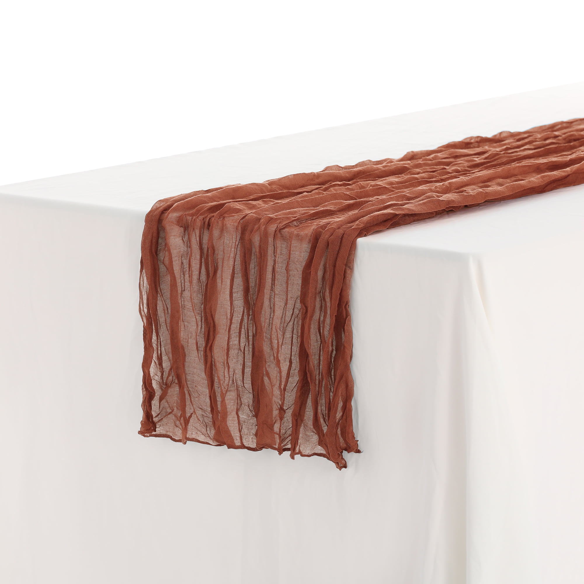 Unique Bargains Solid Color Table Runner Crinkle Fabric Table Banner (6 Count) Red 35"x118"