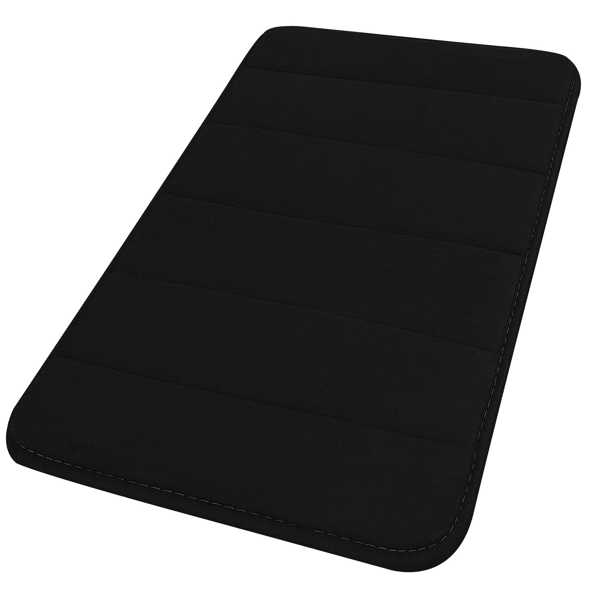 Unique Bargains Solid Contemporary Memory Foam Bath Rug Black 32"x20"