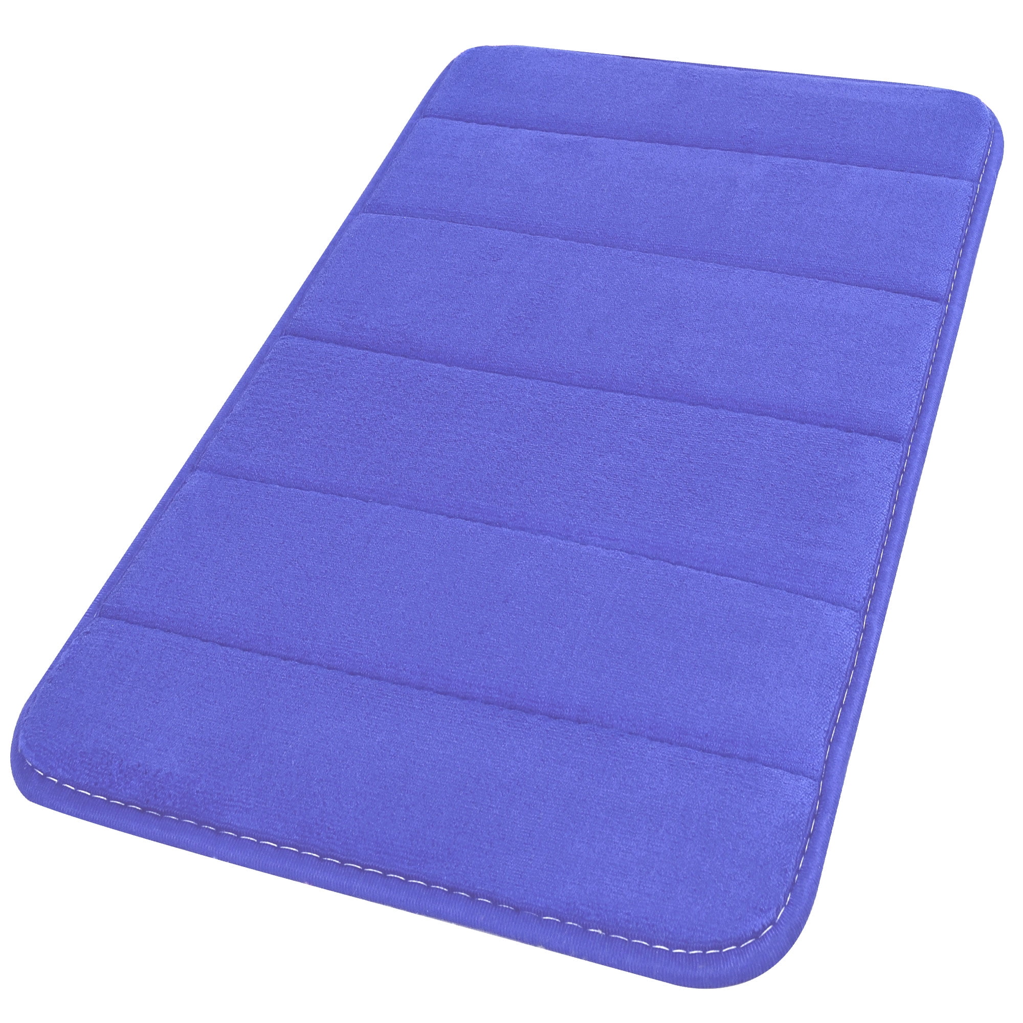 Unique Bargains Solid Contemporary Memory Foam Bath Rug Blue 32"x20"