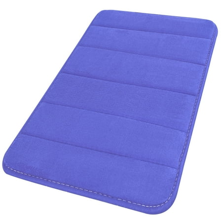 Unique Bargains Solid Contemporary Memory Foam Bath Rug Blue 32"x20"
