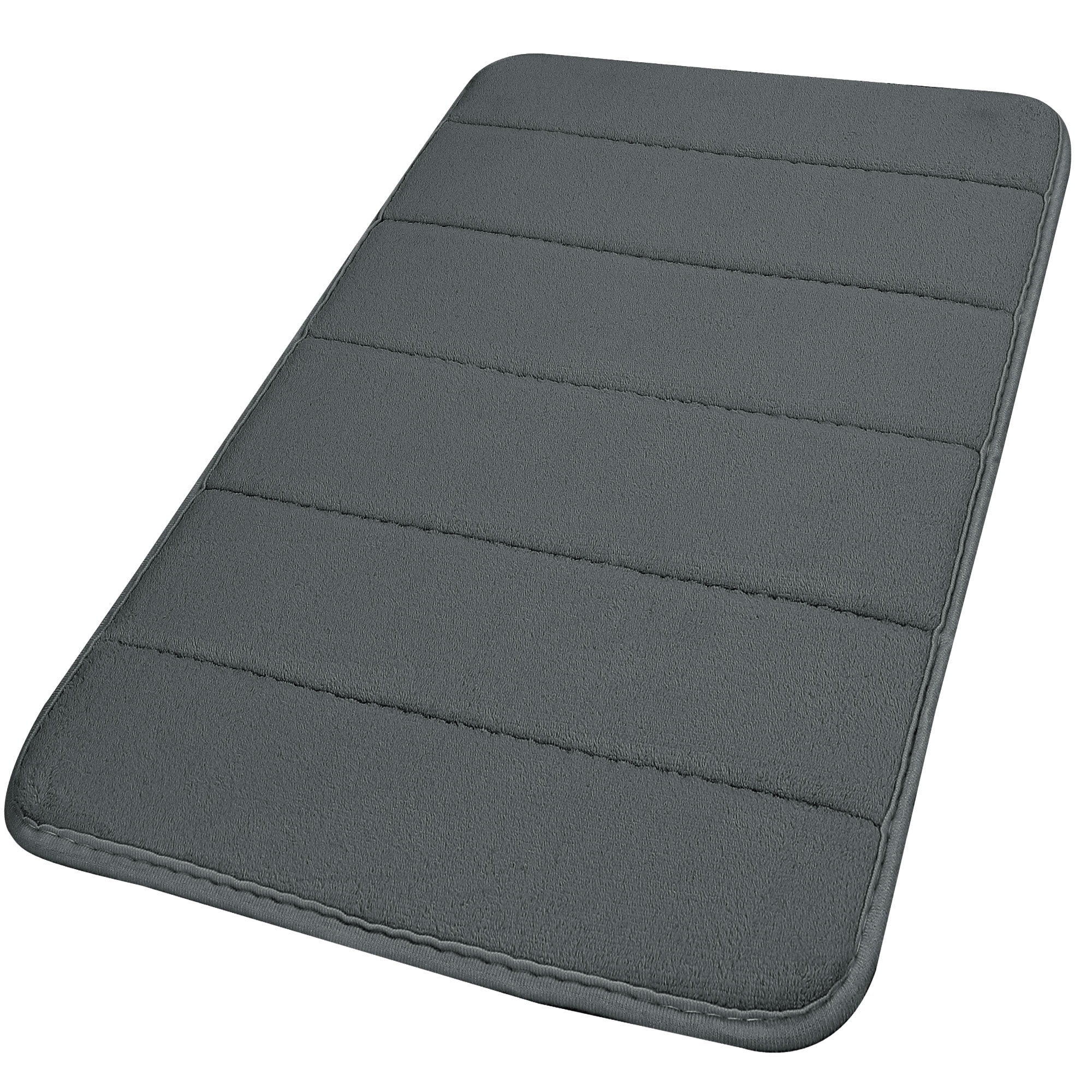 Unique Bargains Solid Contemporary Memory Foam Bath Rug Dark Gray 24"x16"