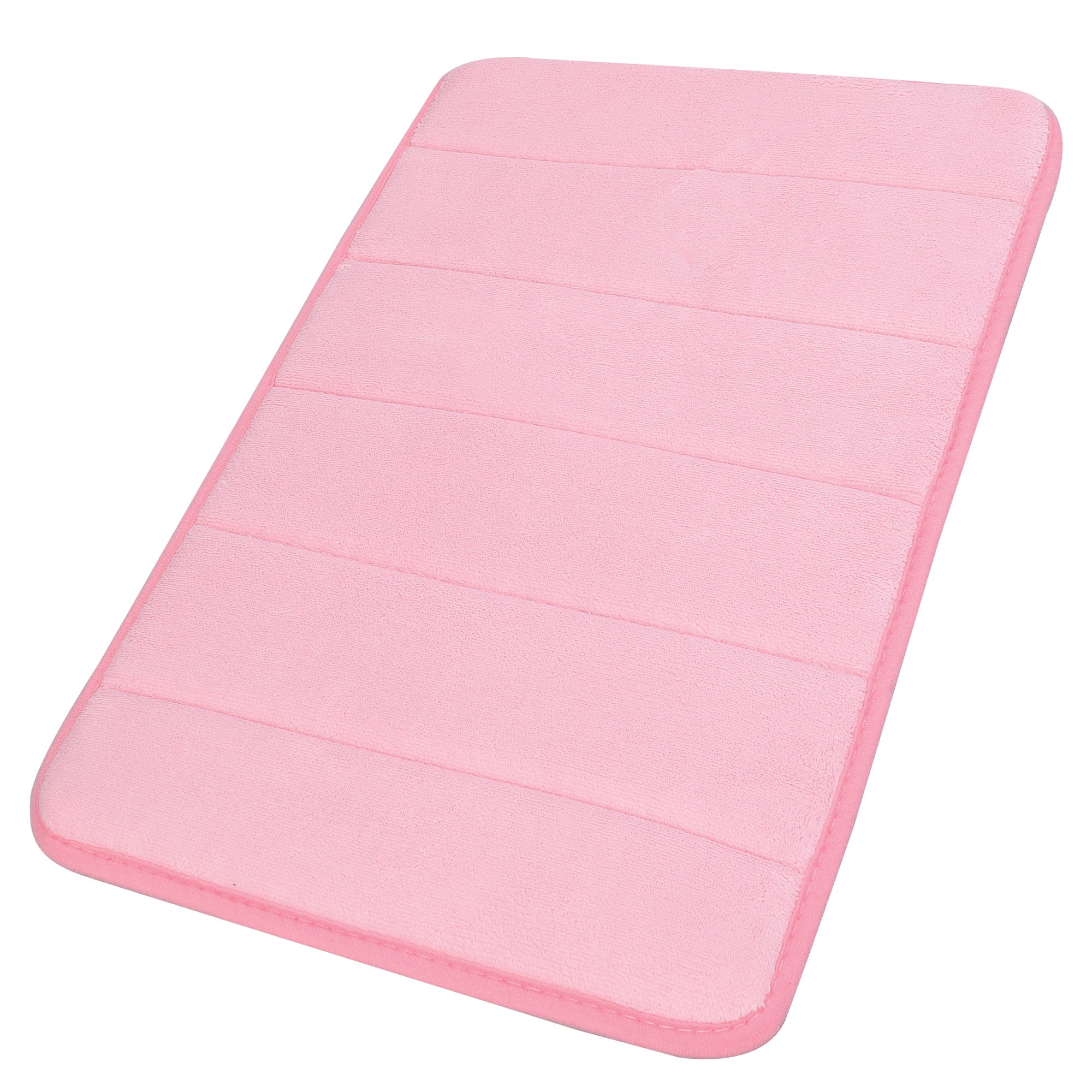 Unique Bargains Solid Contemporary Memory Foam Bath Rug Pink 24"x16"