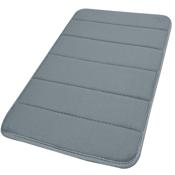 Unique Bargains Solid Contemporary Memory Foam Bath Rug Silver Gray 24"x16"