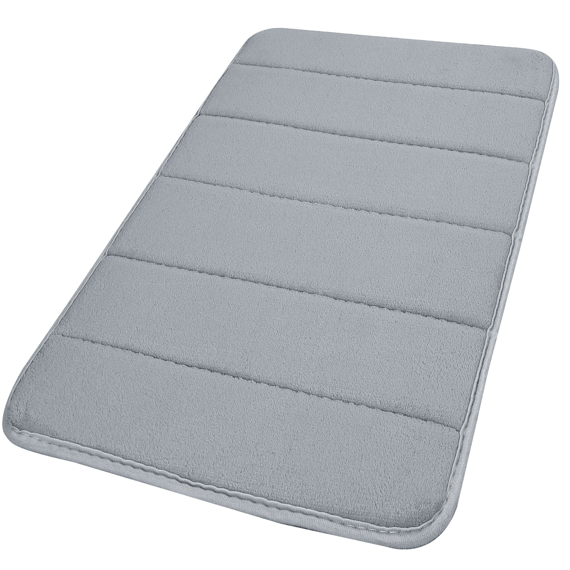 Unique Bargains Solid Contemporary Memory Foam Bath Rug Silver Gray 32"x20"